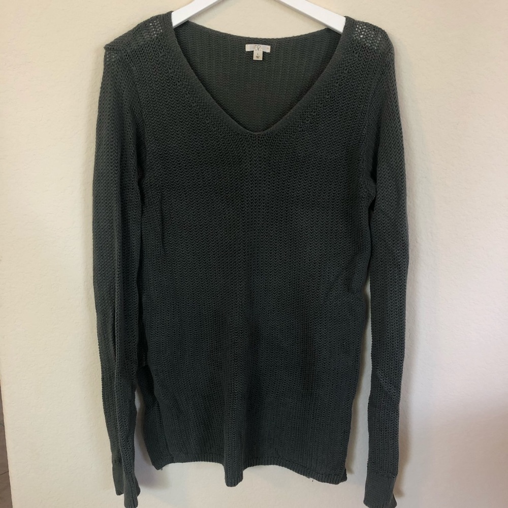 BP Nordstrom Green Knit V Neck Sweater